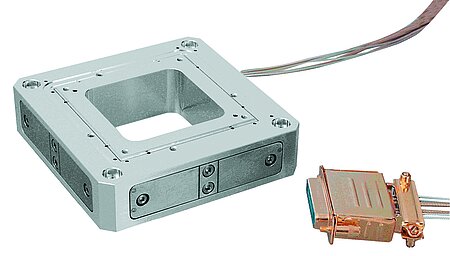 A flexure guided, UHV compatible XYZ piezo nanopositioning stage (Image: PI)