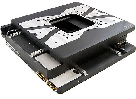 Integrated low-profile XY linear motor stage system with cross-roller bearings for laser cutting applications. (Image: PI)