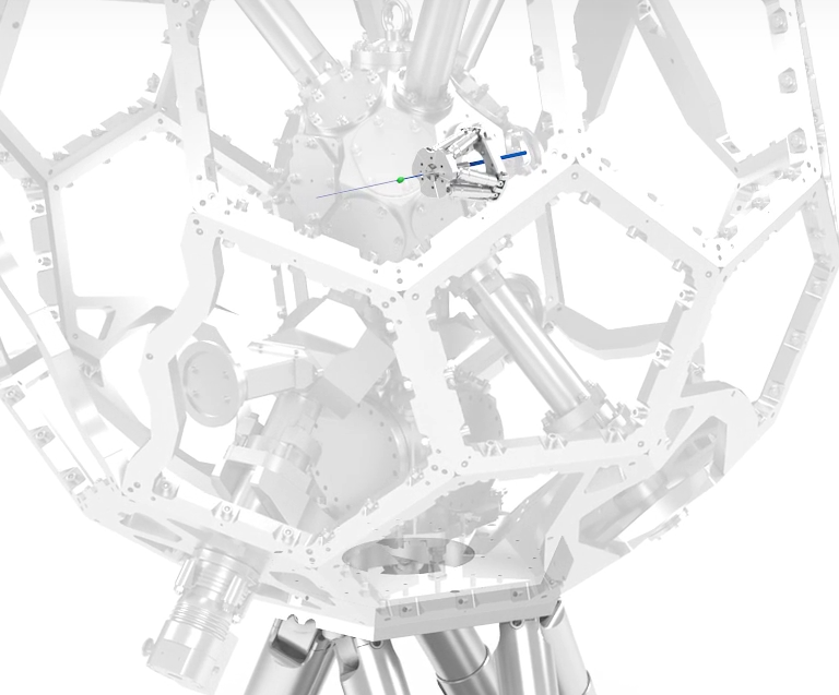 The miniature hexapod inside the vacuum chamber is necessary to position the x-ray lens in the chamber so that it always remains at the same place with respect to the incident x-ray beam (Image: PI)