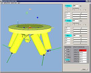 PI Hexapods come with ample software support, including a simulation tool to verify workspace and loads on individual struts dependent on mounting orientation.