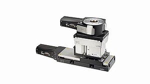 Combination of L-511 Linear Stage, L-310 Vertical Stage, and L-611 Rotary Stage Combination of L-511 Linear Stage, L-310 Vertical Stage, and L-611 Rotary Stage