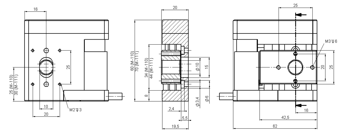 M-110, M-111. Cable length: 500 mm, 15 pin D-sub connector with integrated line drivers