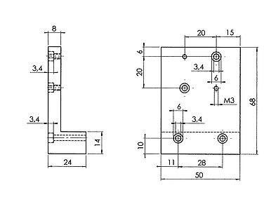 PI M-009.10 Z-Axis Mounting Bracket Drawing PI M-009.10 Z-Axis Mounting Bracket Drawing