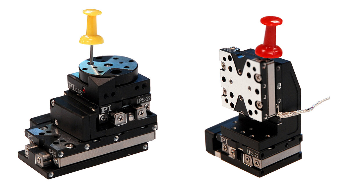 XZ and XY-Theta-Z configuration examples of Q-522 linear and Q-622 rotary positioning stages