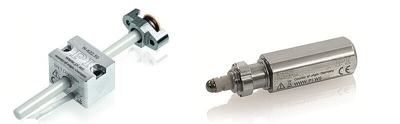 Actuators based on the Mini-Rod drive: N-422 OEM version (left) and N-412 integrated actuator (right) (Image: PI)
