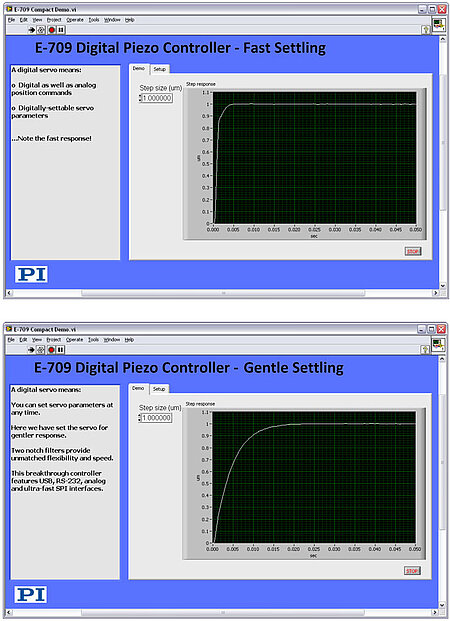 The dynamic settings of true-digital controllers, like E-709 and E-727, are readily adjustable via software command. A system can be instantly reconfigured for aggressive or gentle actuation depending on application needs. (Image: PI)