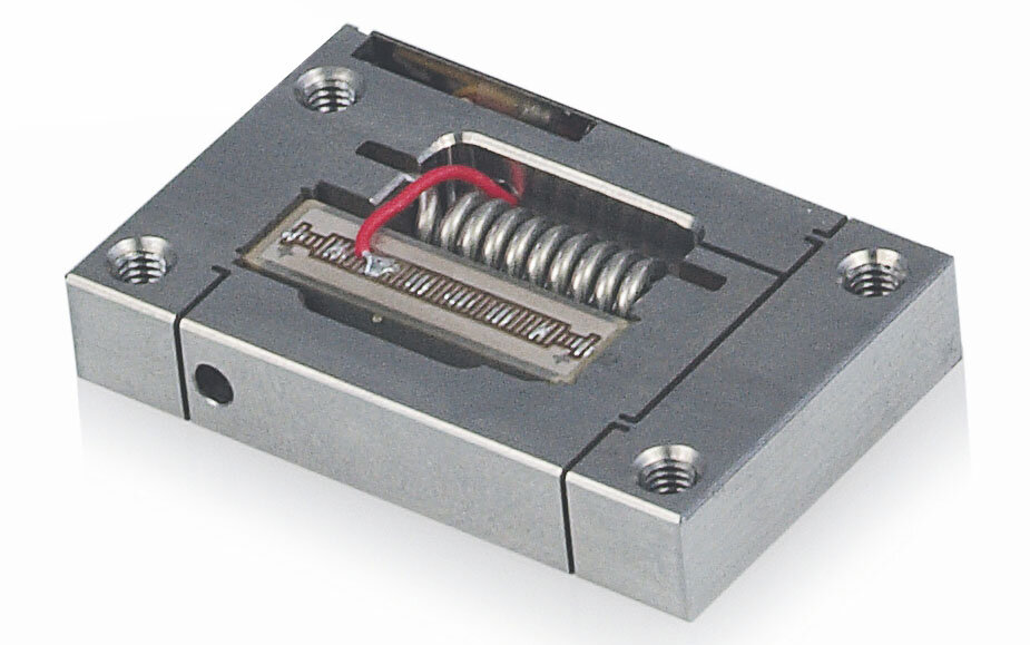 A flexure guided piezo actuator, 0.5mm displacement, sub-nanometer resolution (Image: PI)