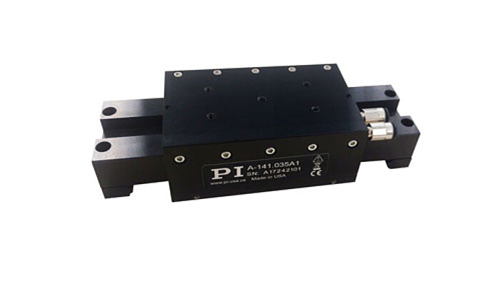 A-141 Miniature Air Bearing Stage The PIglide MB air bearing stage is linear servo motor driven with fully preloaded air bearings and an integral optical linear encoder. This stage offers ultra-precision in a miniature package. The combination of non-contact components results in a frictionless motion platform that offers the highest performance, quality, and life. This stage is ideally suited for many high precision applications, such as metrology, photonics alignment, optics positioning, and scanning. The non-contact design also makes these stages ideal for cleanroom applications. There are no moving electrical cables to manage. The air bearing offers a locking design for the ultimate in position stability.