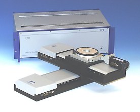 C-844 Motor Controller with M-500 Translation Stage XY-Combination and M-038 Rotary Stage C-844 Motor Controller with M-500 Translation Stage XY-Combination and M-038 Rotary Stage