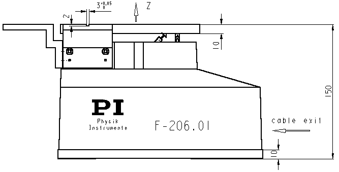 F-206 Parallel Kinematics Six Axis Positioning System, Side View