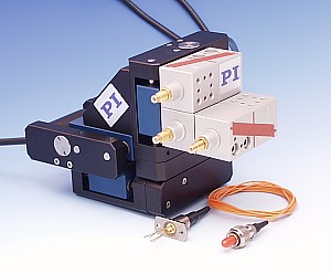 Fiber Alignment System consisting of XYZ  M-110.3DG XYZ Positioning System  and optional XYZ Piezo-NanoPositioning System