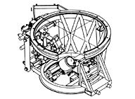 Telescope structure with active secondary mirror (from "Progress Report on DISCO: A Project for Image Stabilization at the 2.2 m Telescope," F. Maaswinkel, S. D'Odorico and G. Huster, ESO, F. Bortoletto, Istituto di Astronomia, University of Padova, Italy).