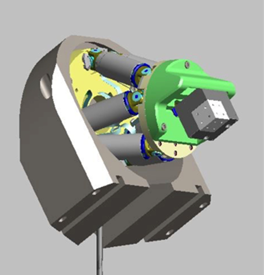 FMPA 6-axis packaging configuration utilizes a hexapod for long travel precision alignment and an XYZ piezo flexure nanopositioning scanner for fast fine alignment and tracking. (Image: PI)