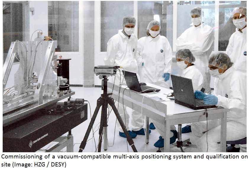 Commissioning of a vacuum-compatible multi-axis positioning system and qualification on site (Image: HZG/DESY)