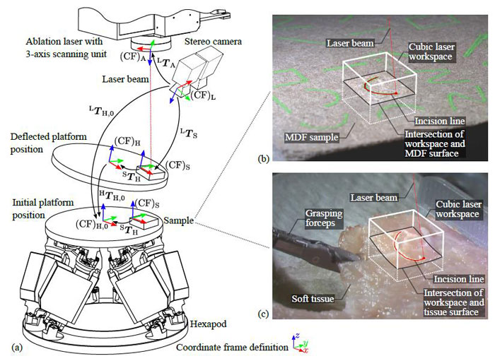 Hexapod in experimental setup to test tracking accuracy. From “Stereo Vision-Based Tracking of Soft Tissue Motion with Application to Online Ablation Control in Laser Microsurgery” A Schoob et Al, Leibniz Universität Hannover, Institute of Mechatronic Systems, Hanover Germany. 