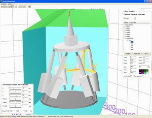 Simulation software allows the graphical off-line configuration and simulation of the hexapod in the customer environment. It offers full functionality for creation, modeling, simulation, rendering and playback of hexapod configurations to predict and avoid interference with possible obstacles in the work space. 